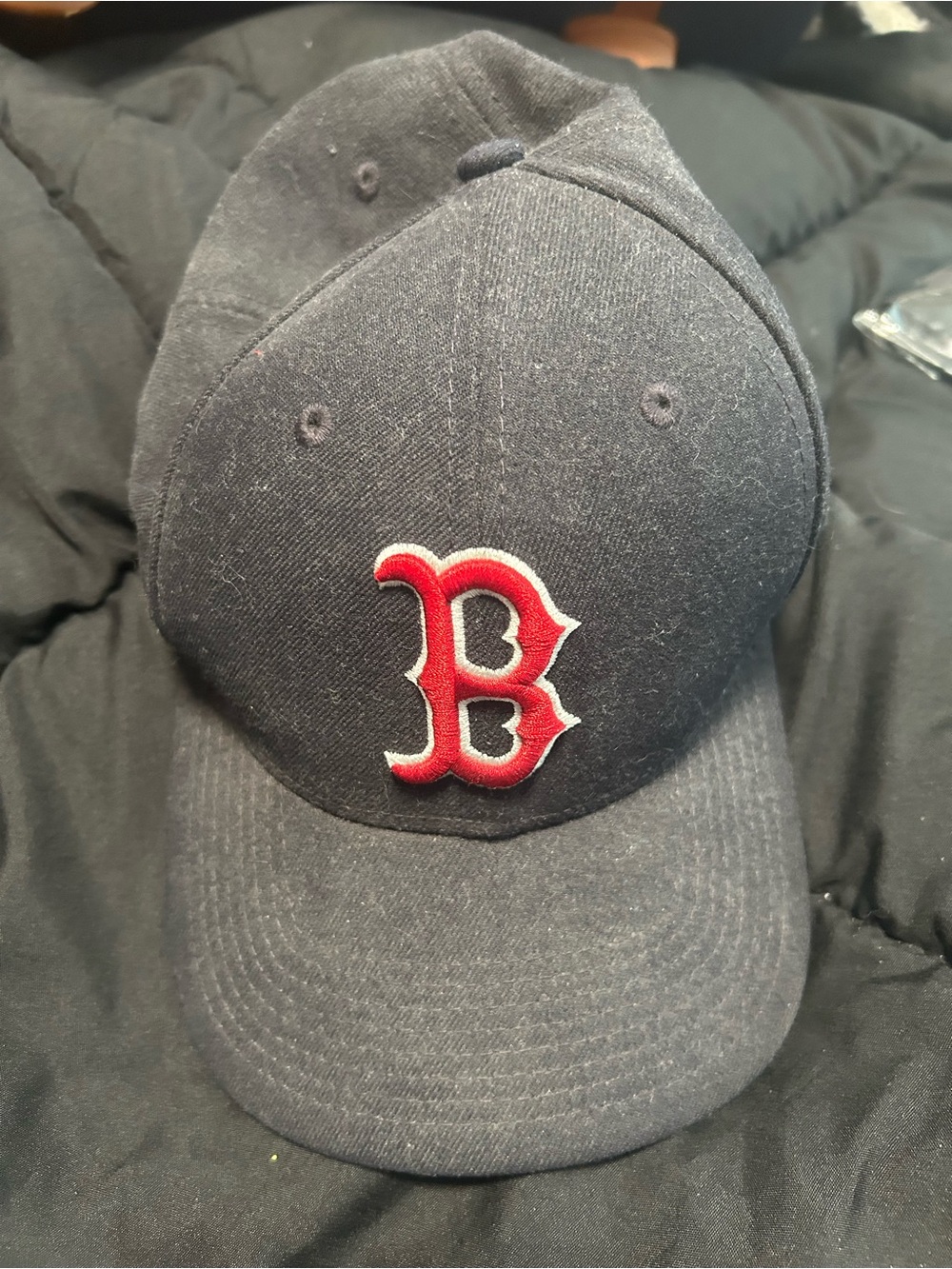 New Era Navy Baseball Cap with Red 'B' Logo